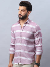 Striped Cotton Casual Shirt For Men-SF-985Magenta